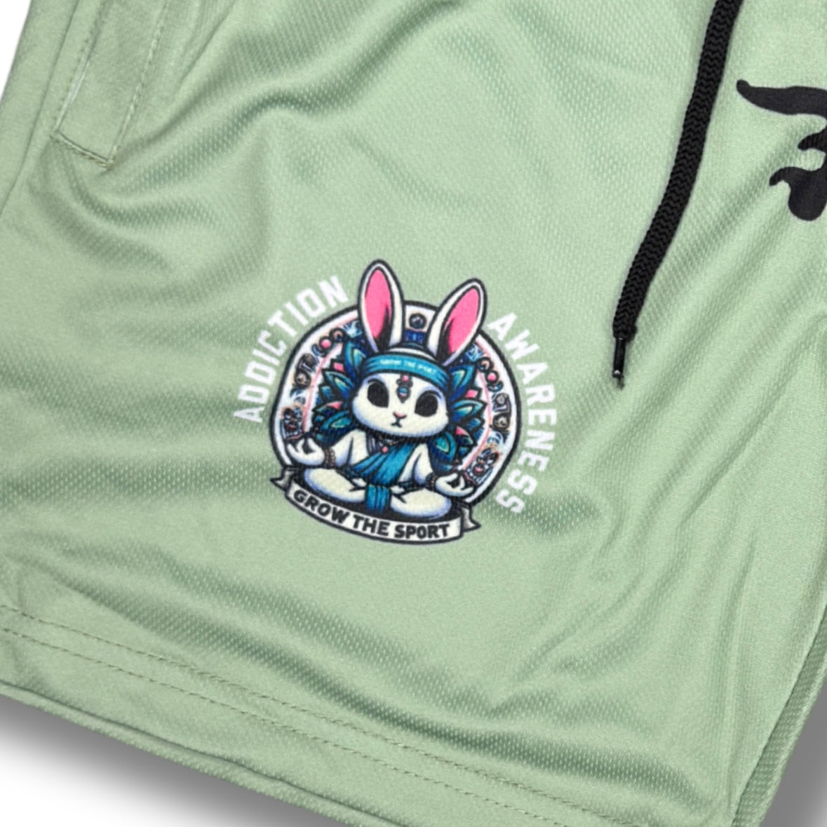 ADDICTION AWARENESS - PISTACHIO DRY FIT MESH SHORTS