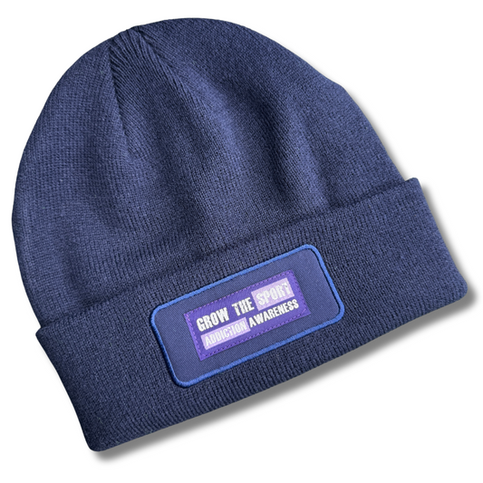 ADDICTION AWARENESS - NAVY FOLD BEANIE