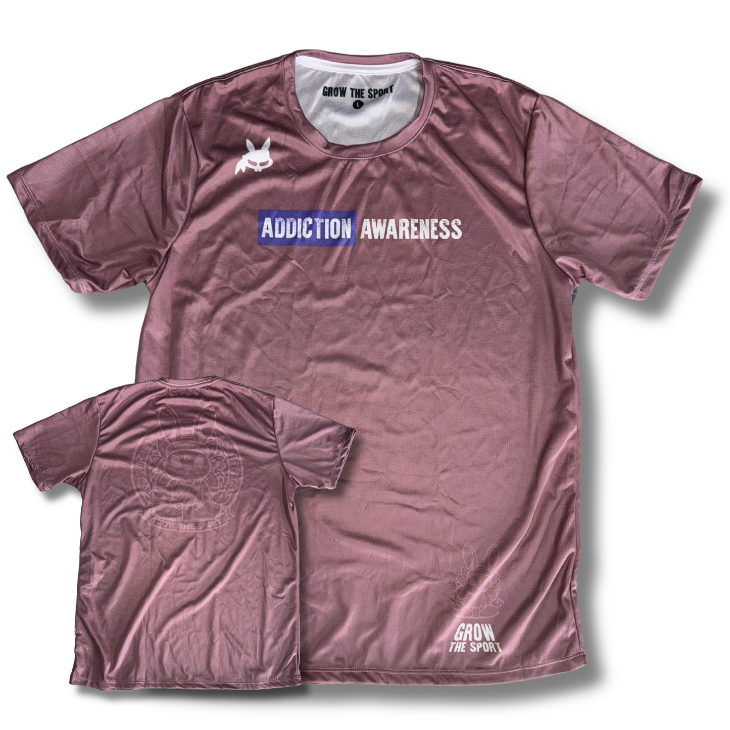 ADDICTION AWARENESS - DARK MAUVE SHORT SLEEVE DRY FIT